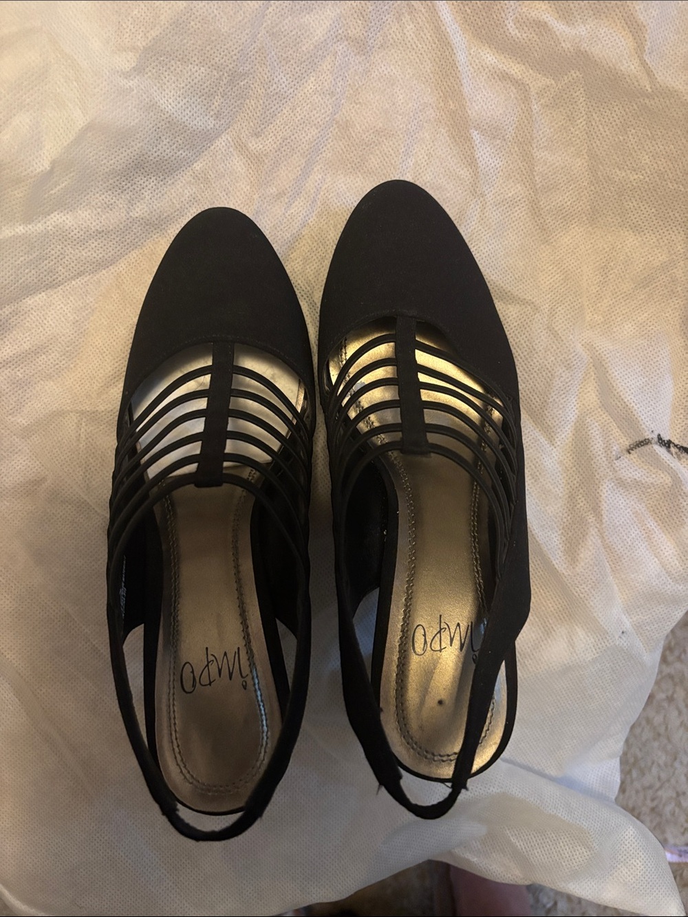 Impo Black Strappy Slingback Heels